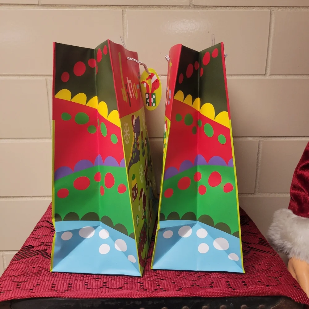 X2 Set NWT Dino-Mite Christmas Gift Bags with Dinosaurs